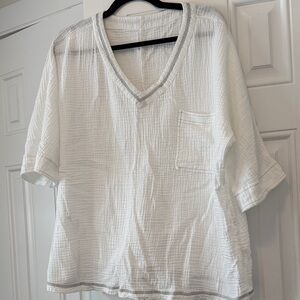 White V-Neck Women's Top